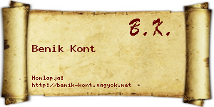 Benik Kont névjegykártya